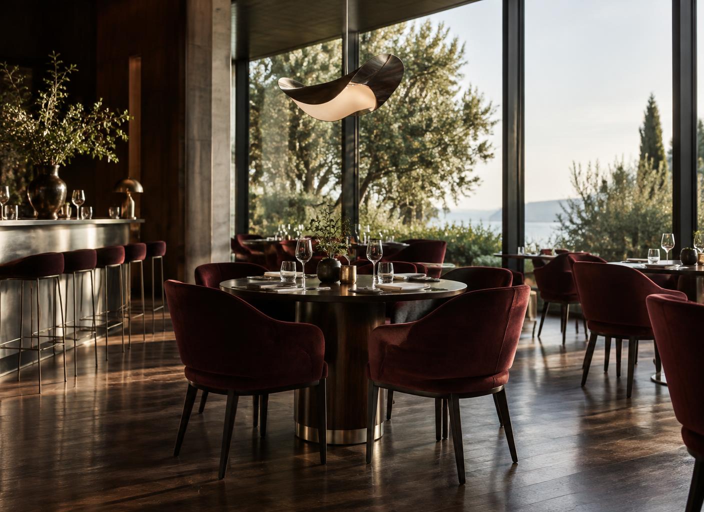 Interior de restaurante contemporâneo